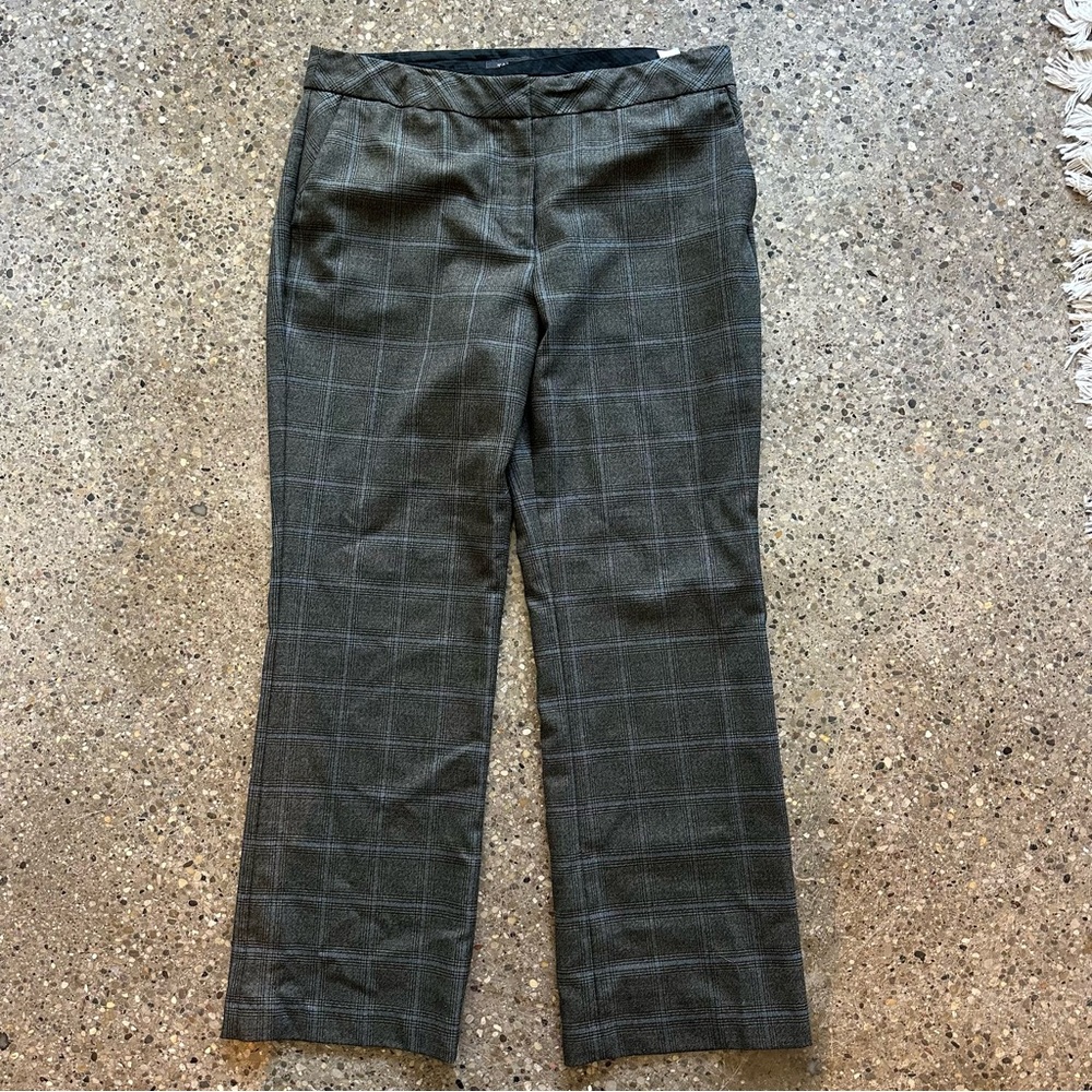 talbots wool blend heritage mid rise boot cut plaid full length pant 14 petite